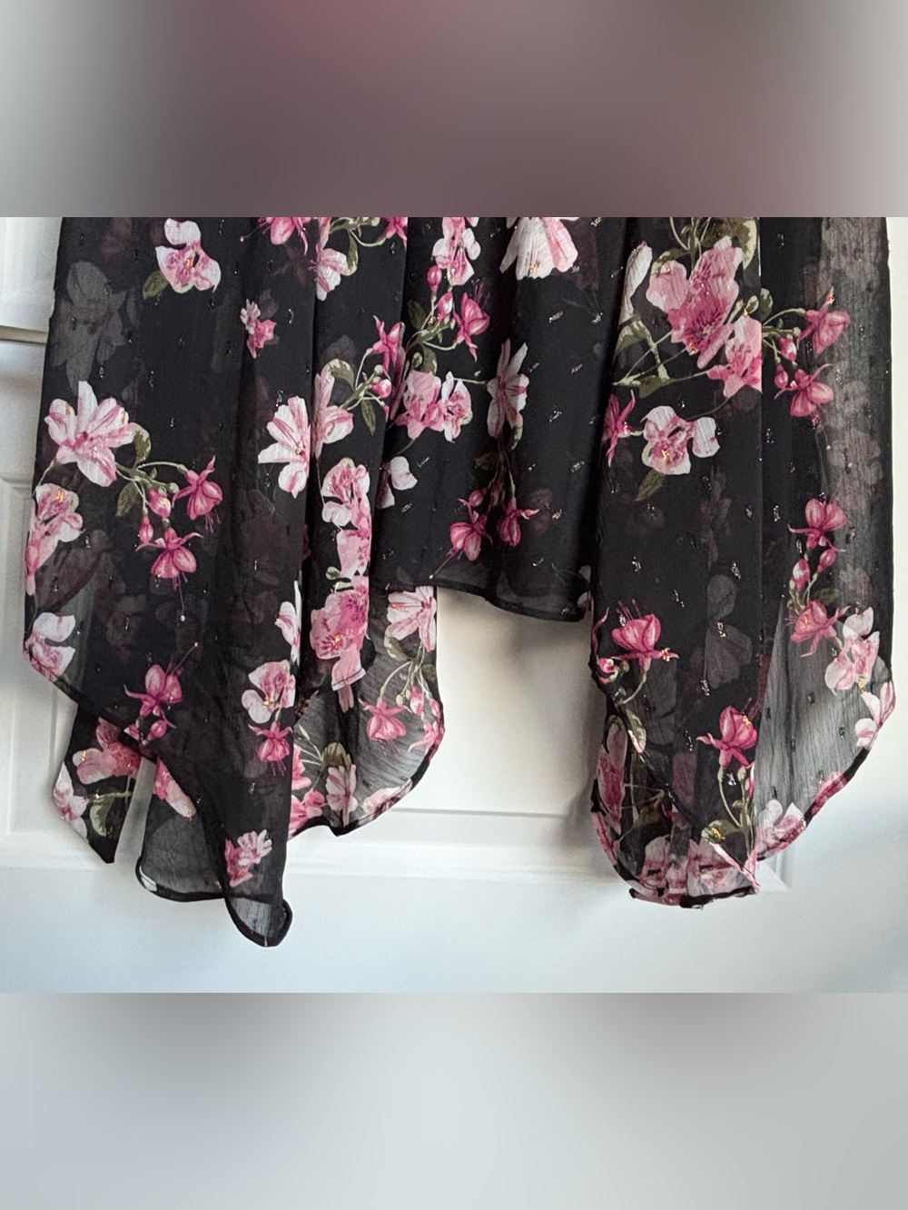 Plus-Size Black-and-Pink Floral High-Low Dress - Picture 4 of 8